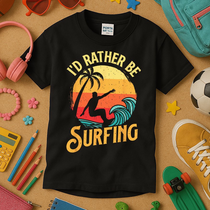 I'd Rather Be Surfing Beach Surfing Surfingboard Surfboard Kids T-Shirt