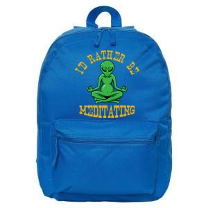 Id Rather Be Meditating Yoga Day Alien Meditation Costume Meaningful Gift 16 in Basic Backpack