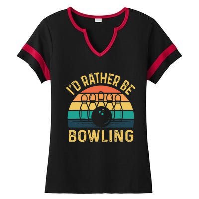 I'd Rather be Bowling retro for Man Woman & Toddler Bowling Ladies Halftime Notch Neck Tee