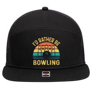 I'd Rather be Bowling retro for Man Woman & Toddler Bowling 7 Panel Mesh Trucker Snapback Hat