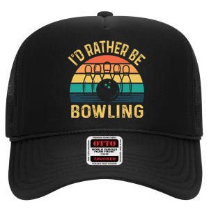 I'd Rather be Bowling retro for Man Woman & Toddler Bowling High Crown Mesh Back Trucker Hat