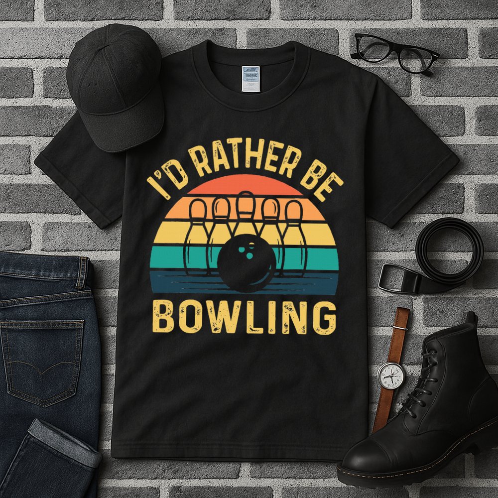 I'd Rather be Bowling retro for Man Woman & Toddler Bowling Tall T-Shirt