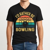 I'd Rather be Bowling retro for Man Woman & Toddler Bowling V-Neck T-Shirt