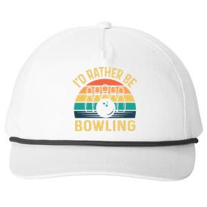 I'd Rather be Bowling retro for Man Woman & Toddler Bowling Snapback Five-Panel Rope Hat