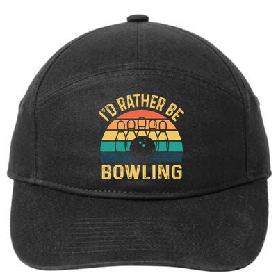 I'd Rather be Bowling retro for Man Woman & Toddler Bowling 7-Panel Snapback Hat