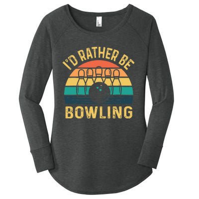 I'd Rather be Bowling retro for Man Woman & Toddler Bowling Women's Perfect Tri Tunic Long Sleeve Shirt