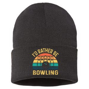 I'd Rather be Bowling retro for Man Woman & Toddler Bowling Sustainable Knit Beanie