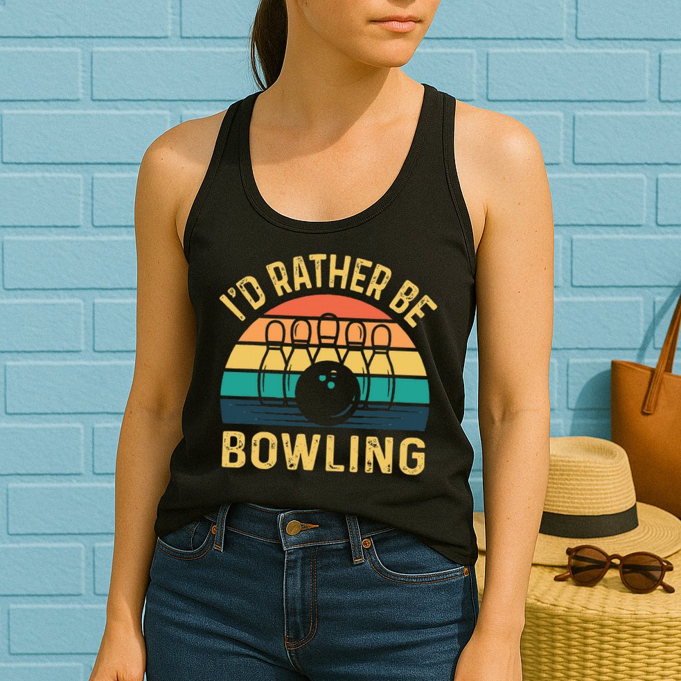 I'd Rather be Bowling retro for Man Woman & Toddler Bowling Womens Tank Top
