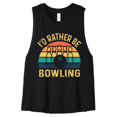 I'd Rather be Bowling retro for Man Woman & Toddler Bowling Women's Racerback Cropped Tank