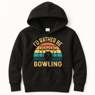I'd Rather be Bowling retro for Man Woman & Toddler Bowling Kids Hoodie