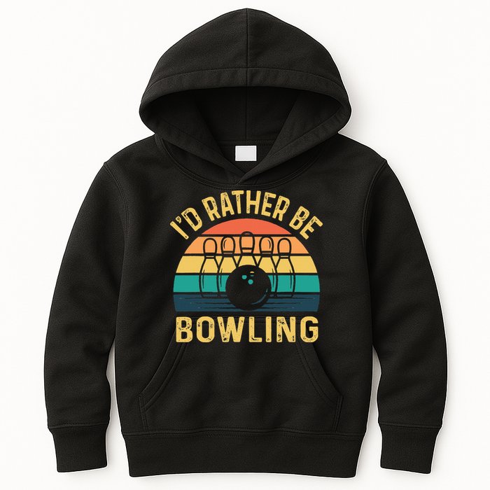 I'd Rather be Bowling retro for Man Woman & Toddler Bowling Kids Hoodie