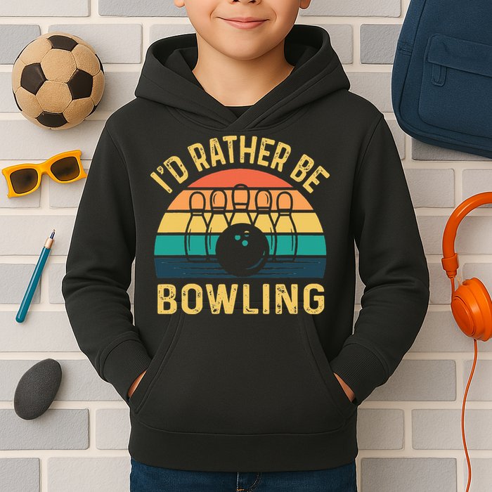 I'd Rather be Bowling retro for Man Woman & Toddler Bowling Kids Hoodie