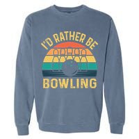 I'd Rather be Bowling retro for Man Woman & Toddler Bowling Garment-Dyed Sweatshirt