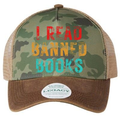 I Read Banned Books Im With The Banned Vintage Retro Legacy Tie Dye Trucker Hat