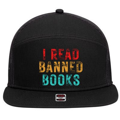 I Read Banned Books Im With The Banned Vintage Retro 7 Panel Mesh Trucker Snapback Hat