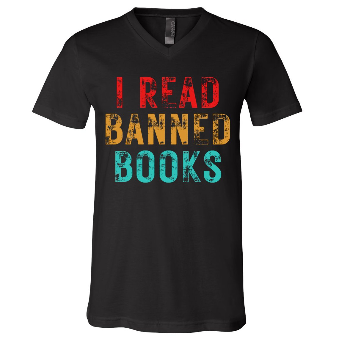 I Read Banned Books Im With The Banned Vintage Retro V-Neck T-Shirt