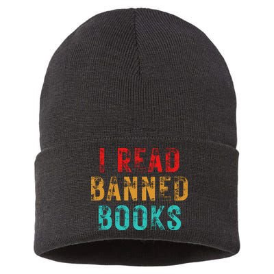 I Read Banned Books Im With The Banned Vintage Retro Sustainable Knit Beanie