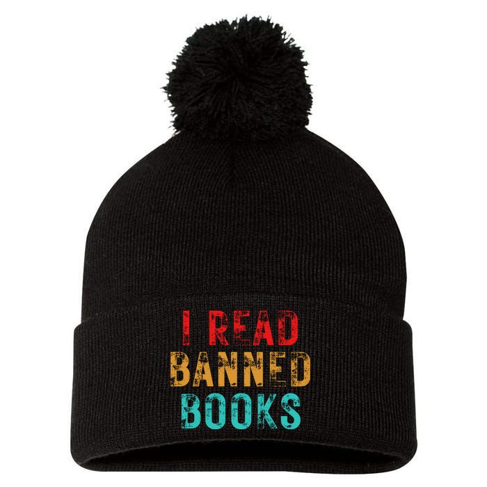 I Read Banned Books Im With The Banned Vintage Retro Pom Pom 12in Knit Beanie