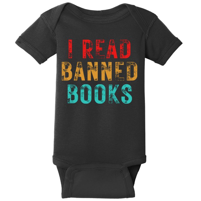 I Read Banned Books Im With The Banned Vintage Retro Baby Bodysuit