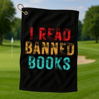 I Read Banned Books Im With The Banned Vintage Retro Golf Towel