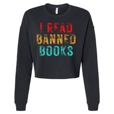 I Read Banned Books Im With The Banned Vintage Retro Cropped Pullover Crew