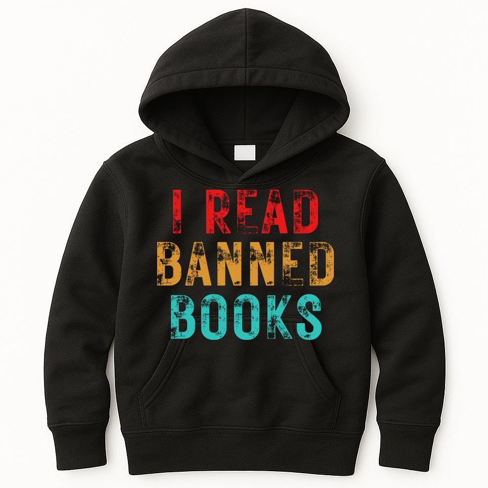 I Read Banned Books Im With The Banned Vintage Retro Kids Hoodie