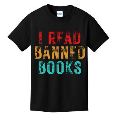 I Read Banned Books Im With The Banned Vintage Retro Kids T-Shirt