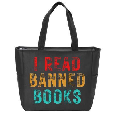 I Read Banned Books Im With The Banned Vintage Retro Zip Tote Bag