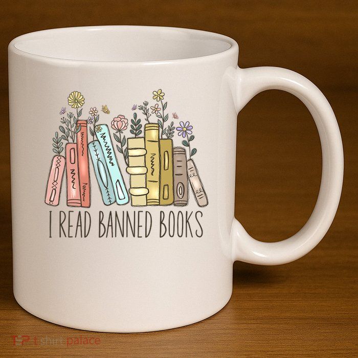 I Read Banned Books 11oz C Handle Ceramic Mug