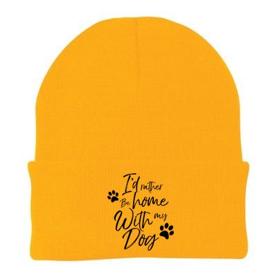 I'd Rather Be Home With My Dog Pet Love Doggy Gift Knit Cap Winter Beanie