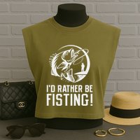 ID Rather Be Fisting Garment-Dyed Women's Muscle Tee