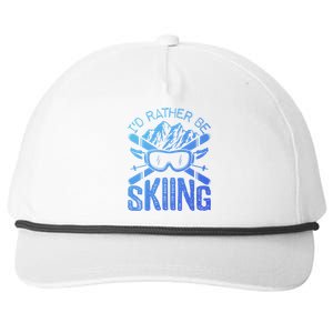 Id Rather Be Skiing Funny Cute Gift Skater Gift Snapback Five-Panel Rope Hat