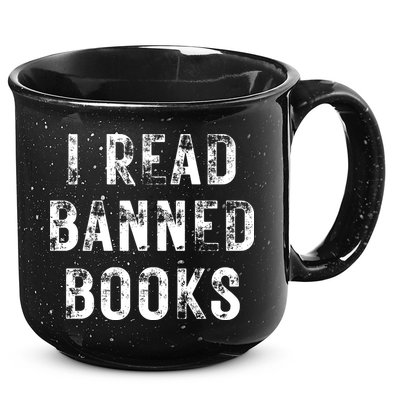 I Read Banned Books Im With The Banned Vintage Retro 15oz Campfire Ceramic Mug