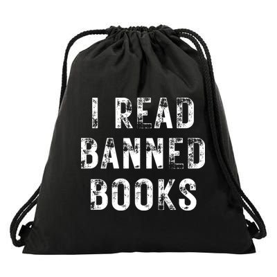 I Read Banned Books Im With The Banned Vintage Retro Drawstring Bag
