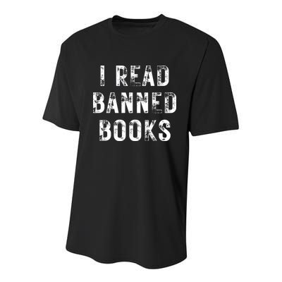 I Read Banned Books Im With The Banned Vintage Retro Youth Performance Sprint T-Shirt