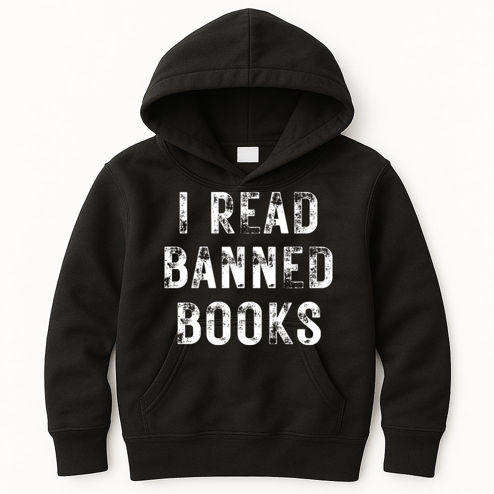 I Read Banned Books Im With The Banned Vintage Retro Kids Hoodie