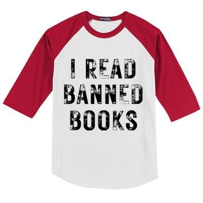 I Read Banned Books Im With The Banned Vintage Retro Kids Colorblock Raglan Jersey