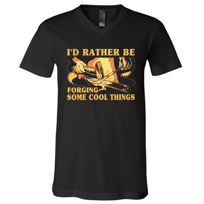 I'd Rather Be Forging Some Cool Things Anvil Blacksmith V-Neck T-Shirt