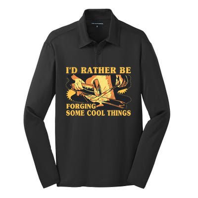 I'd Rather Be Forging Some Cool Things Anvil Blacksmith Silk Touch Performance Long Sleeve Polo