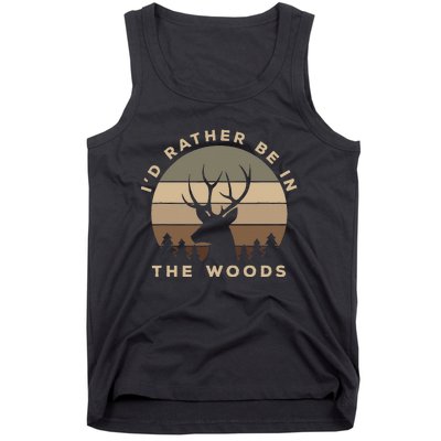 ID Rather Be In The Woods Deer Hunting Tank Top