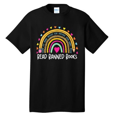 I Read Banned Books Rainbow Readers Reading Gift Tall T-Shirt