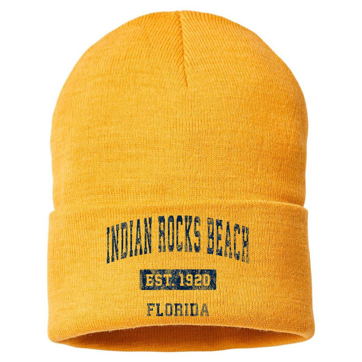 Indian Rocks Beach Florida FL Vintage Sports Established Nav Sustainable Knit Beanie