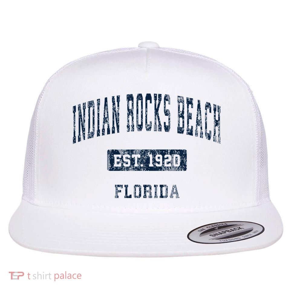 Indian Rocks Beach Florida FL Vintage Sports Established Nav Flatbill Hat
