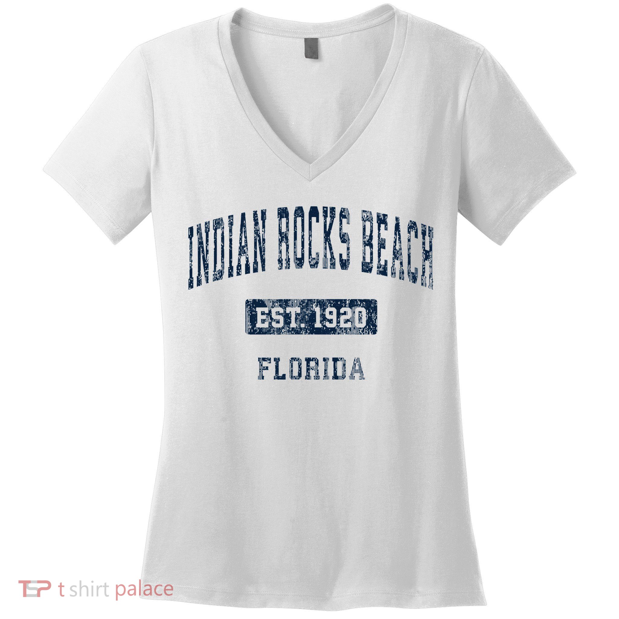 Indian Rocks Beach Florida FL Vintage Sports Established Nav Women's V-Neck T-Shirt