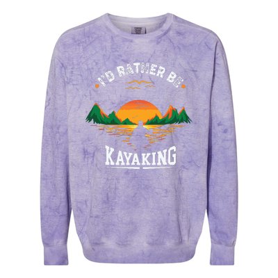 I'D Rather Be At The Lake Kayaking Kanuing At The Lake Colorblast Crewneck Sweatshirt