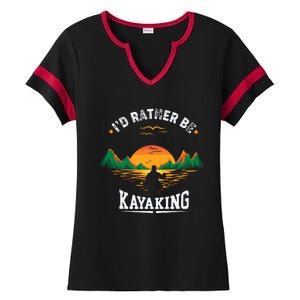 I'D Rather Be At The Lake Kayaking Kanuing At The Lake Ladies Halftime Notch Neck Tee