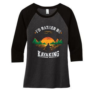 I'D Rather Be At The Lake Kayaking Kanuing At The Lake Women's Tri-Blend 3/4-Sleeve Raglan Shirt