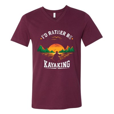 I'D Rather Be At The Lake Kayaking Kanuing At The Lake V-Neck T-Shirt