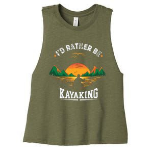 I'D Rather Be At The Lake Kayaking Kanuing At The Lake Women's Racerback Cropped Tank