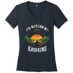 I'D Rather Be At The Lake Kayaking Kanuing At The Lake Women's V-Neck T-Shirt